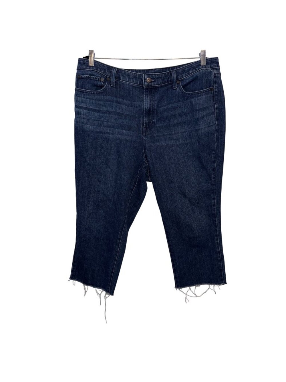 Talbots Flawless Denim High Waist Modern Ankle Jeans 18WP Dark Wash Frayed Hem